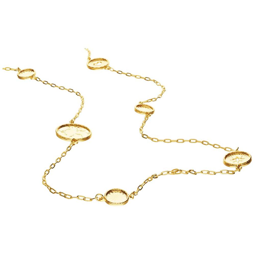 Girocollo lungo rosa dei venti. mondo e cuore in bronzo dorato - Collane Donna | Stroili
