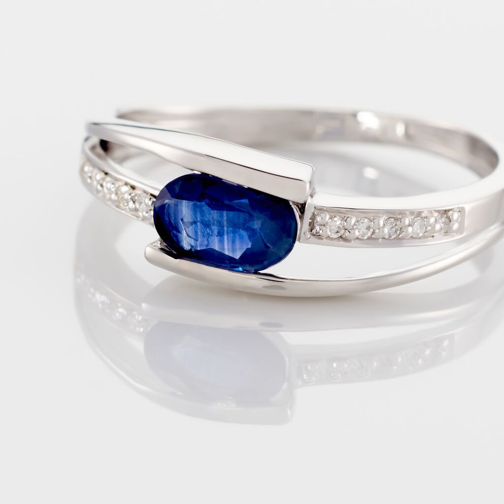 Anello Charlotte Oro Bianco Zaffiro Diamante - Anelli con Pietre Donna | Stroili