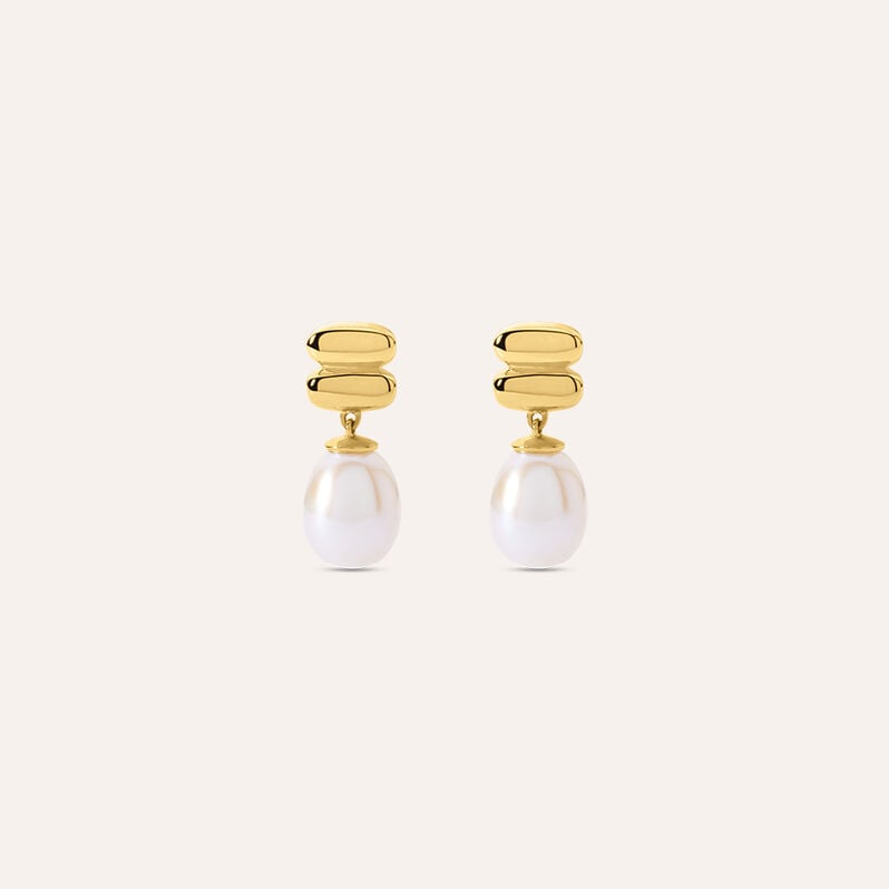 Orecchini Lobo Gabrielle Oro Giallo Perla D'Acqua Dolce - Orecchini a Lobo Donna | Stroili