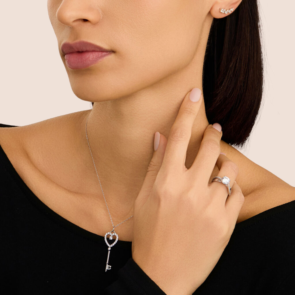 Orecchini Lobo Silver Elegance Argento Rodiato Cubic Zirconia - Orecchini a Lobo Donna | Stroili