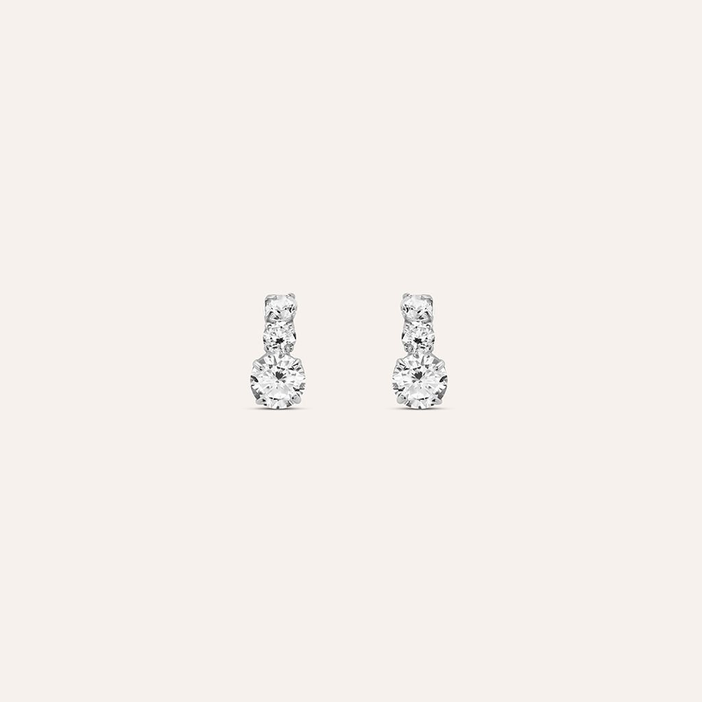 Orecchini Lobo Trilogy Bon Ton Oro Bianco Cubic Zirconia - Gioielli Donna | Stroili