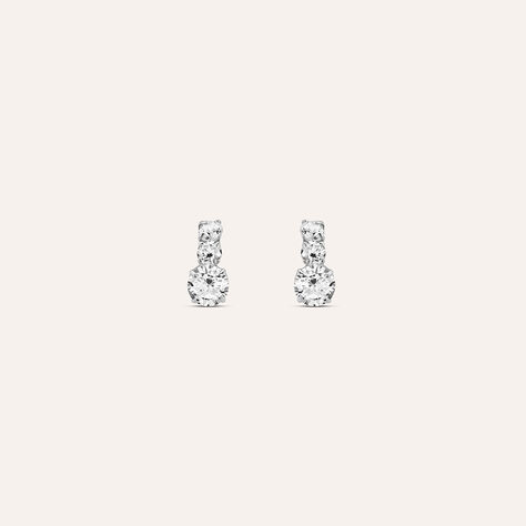 Orecchini Lobo Trilogy Bon Ton Oro Bianco Cubic Zirconia - Gioielli Donna | Stroili