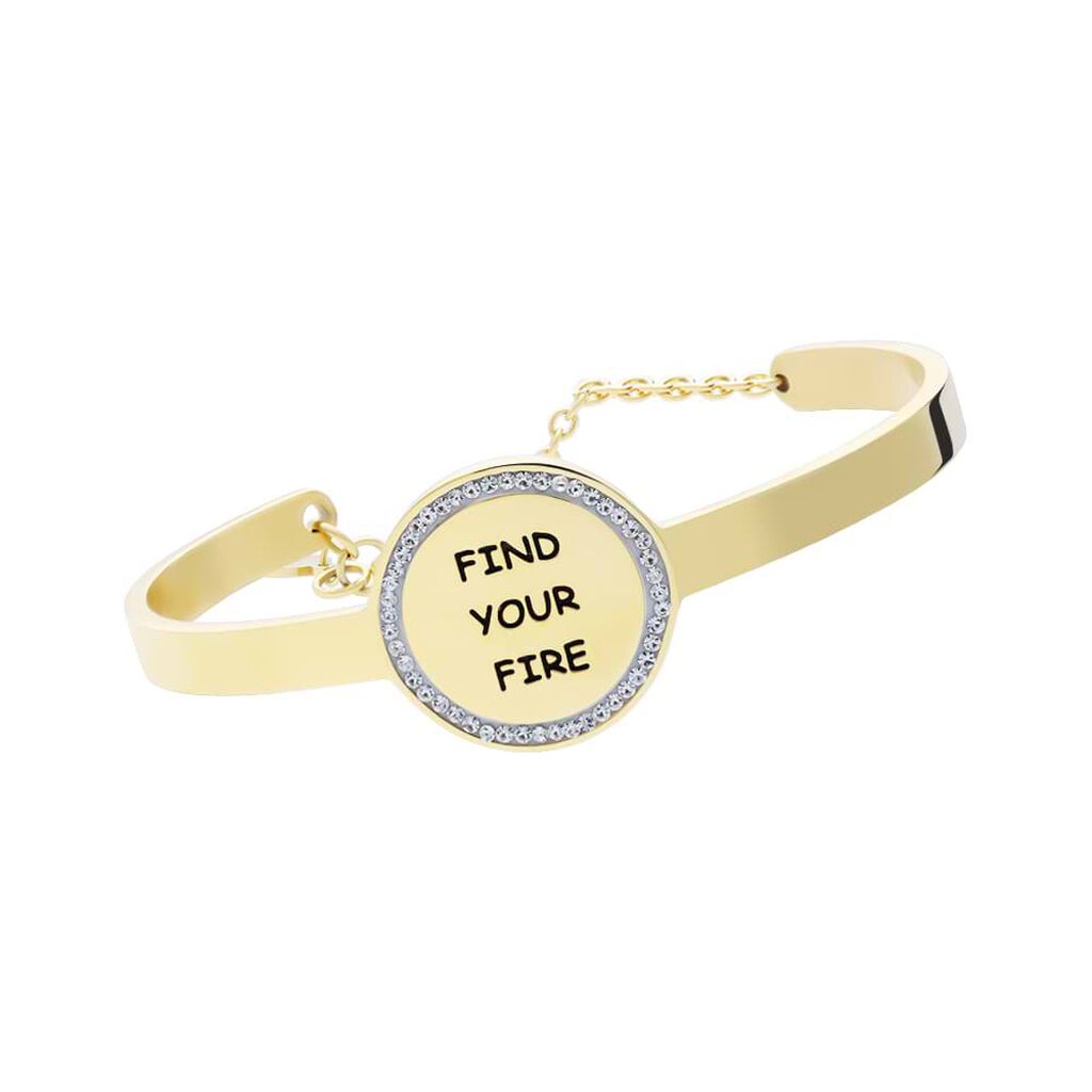 Bangle Find your fire in acciaio dorato e strass - Bracciali Donna | Stroili