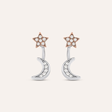 Orecchini Lobo Silver Moments Argento Bicolore Bianco / Rosa Cubic Zirconia - Orecchini a Lobo Donna | Stroili