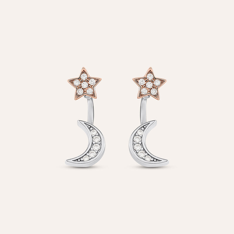 Orecchini Lobo Silver Moments Argento Bicolore Bianco / Rosa Cubic Zirconia - Orecchini a Lobo Donna | Stroili