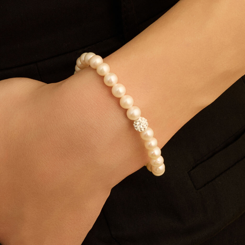 Bracciale Gabrielle Oro Bianco Perla D'Acqua Dolce Cristallo - Bracciali Donna | Stroili