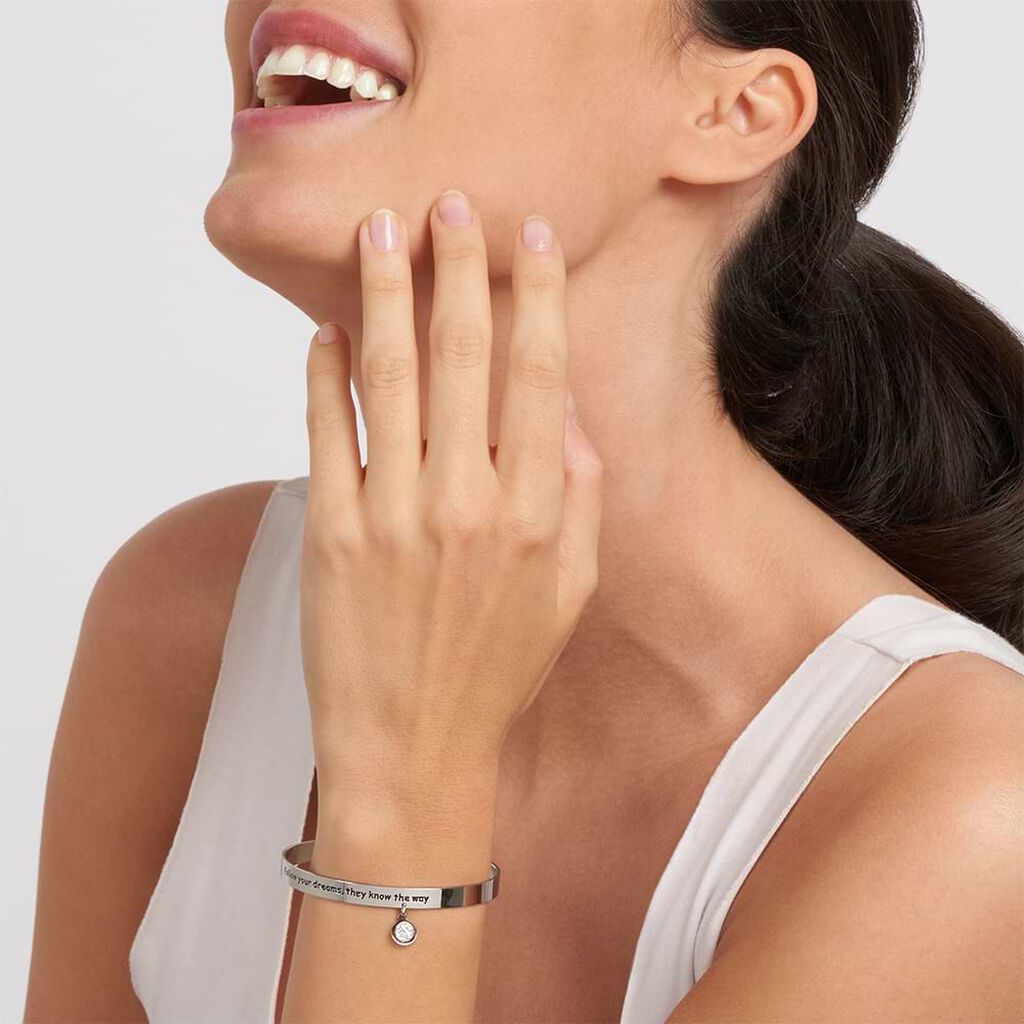 Bangle Lady Message Acciaio Cristallo - Bracciali Rigidi Donna | Stroili