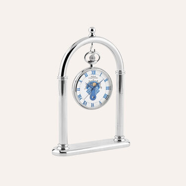 Set Orologio da Tasca Capital con Fasi Lunari in Acciaio e Stand in Metallo