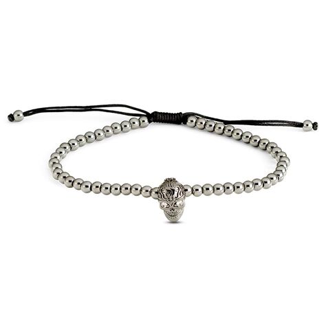 Bracciale teschio in metallo brunito e cristalli - Bracciali Uomo | Stroili