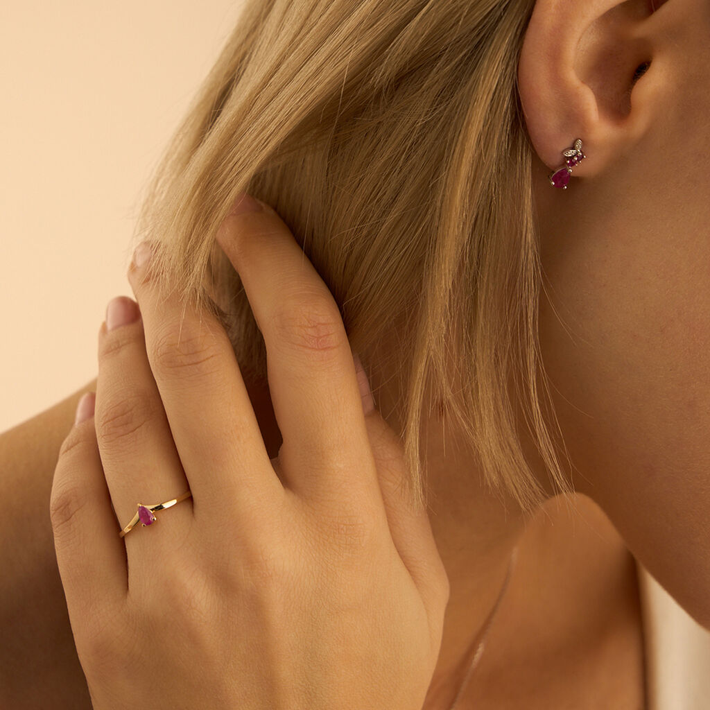 Orecchini Lobo Charlotte Oro Bianco Rubino Diamante