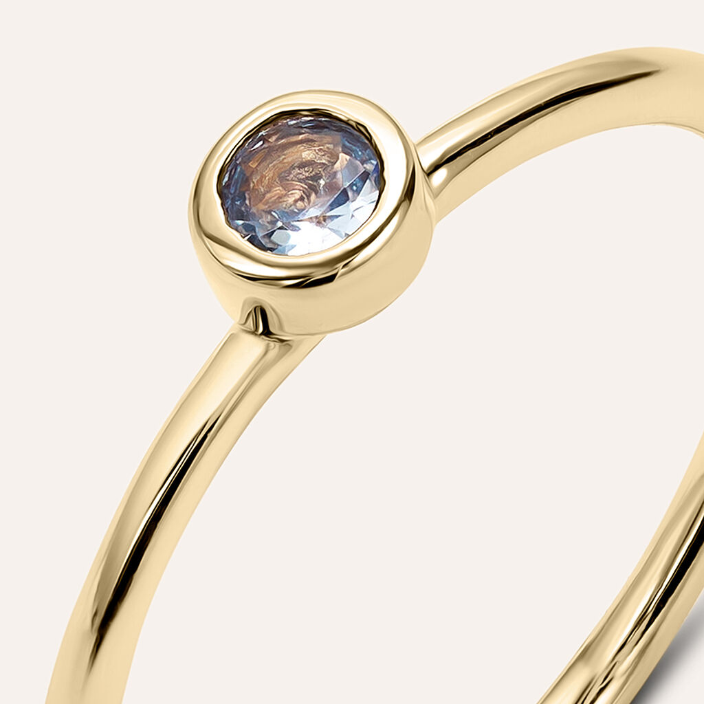 Anello Solitario Golden Dream Placcato Oro Giallo Cristallo