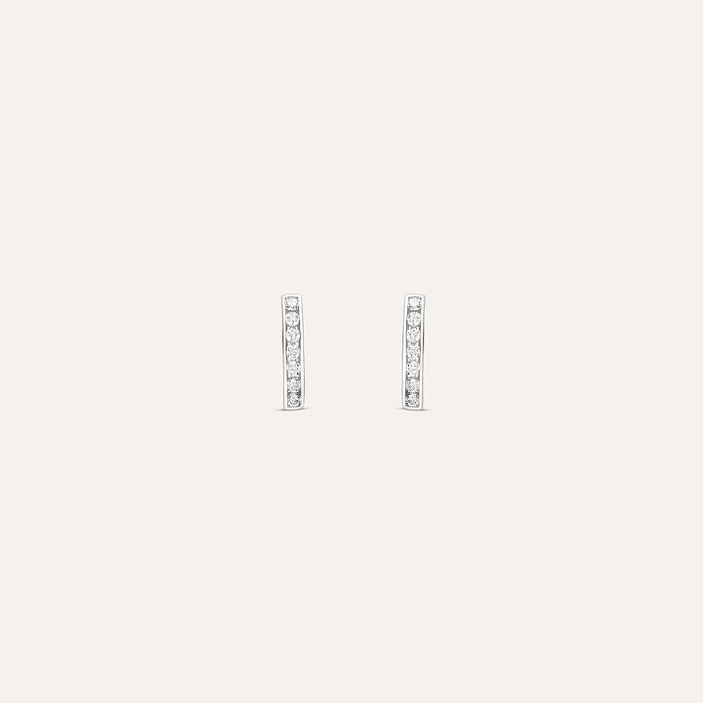 Orecchini Lobo Bon Ton Oro Bianco Cubic Zirconia - Orecchini a Lobo Donna | Stroili