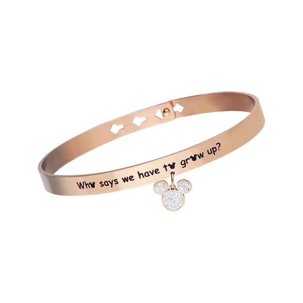 Bangle Lady Message Acciaio Rosato Disney e Cristalli - Bracciali Donna | Stroili