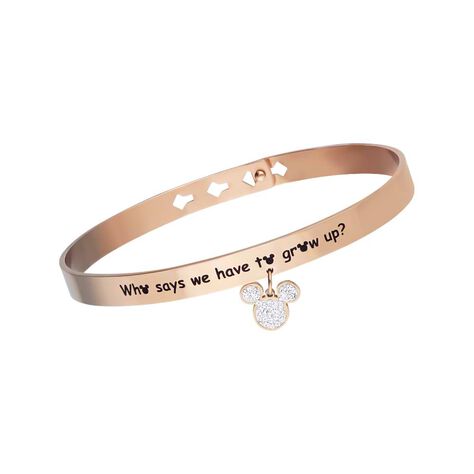 Bangle Lady Message Acciaio Rosato Disney e Cristalli - Bracciali Donna | Stroili