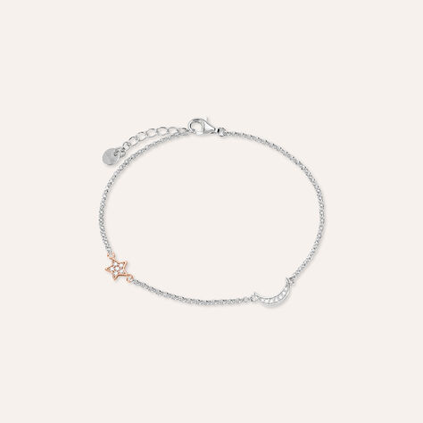 Bracciale Silver Moments Argento Bicolore Bianco / Rosa Cubic Zirconia - Bracciali Amicizia Donna | Stroili
