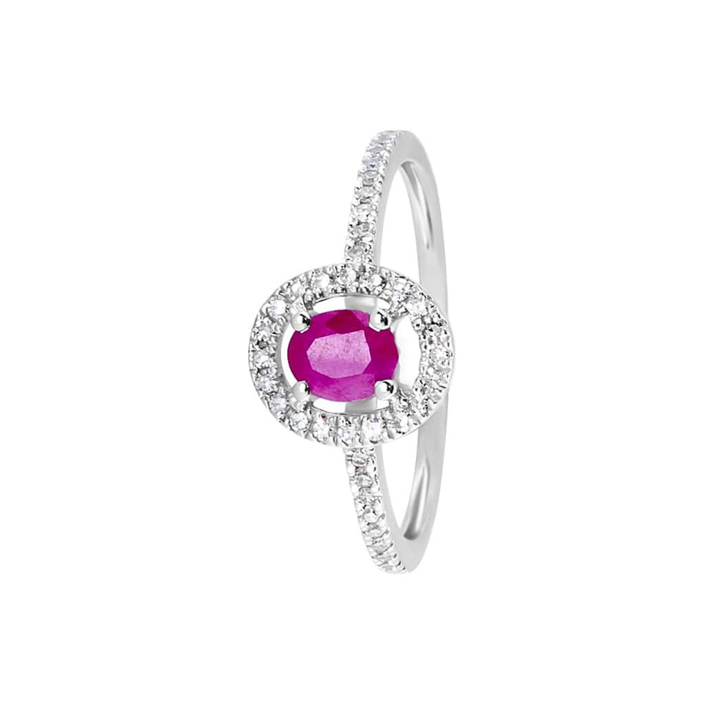 Anello Solitario Elizabeth Crown Oro Bianco Rubino Diamante