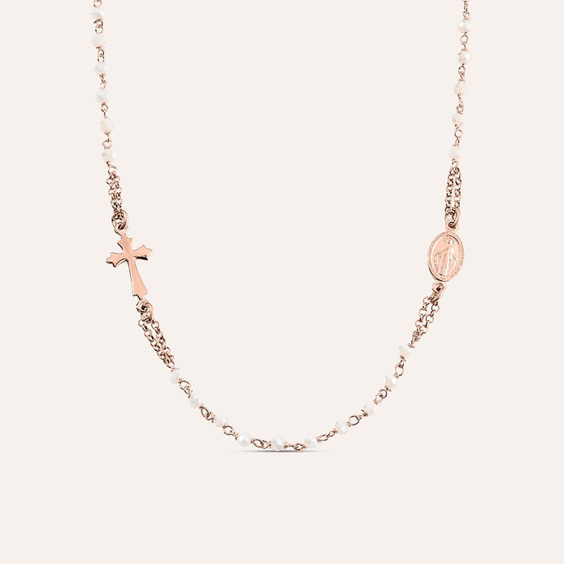 Collana Rosario Silver Soul Argento Rosa Cristallo - Collane Rosario Donna | Stroili