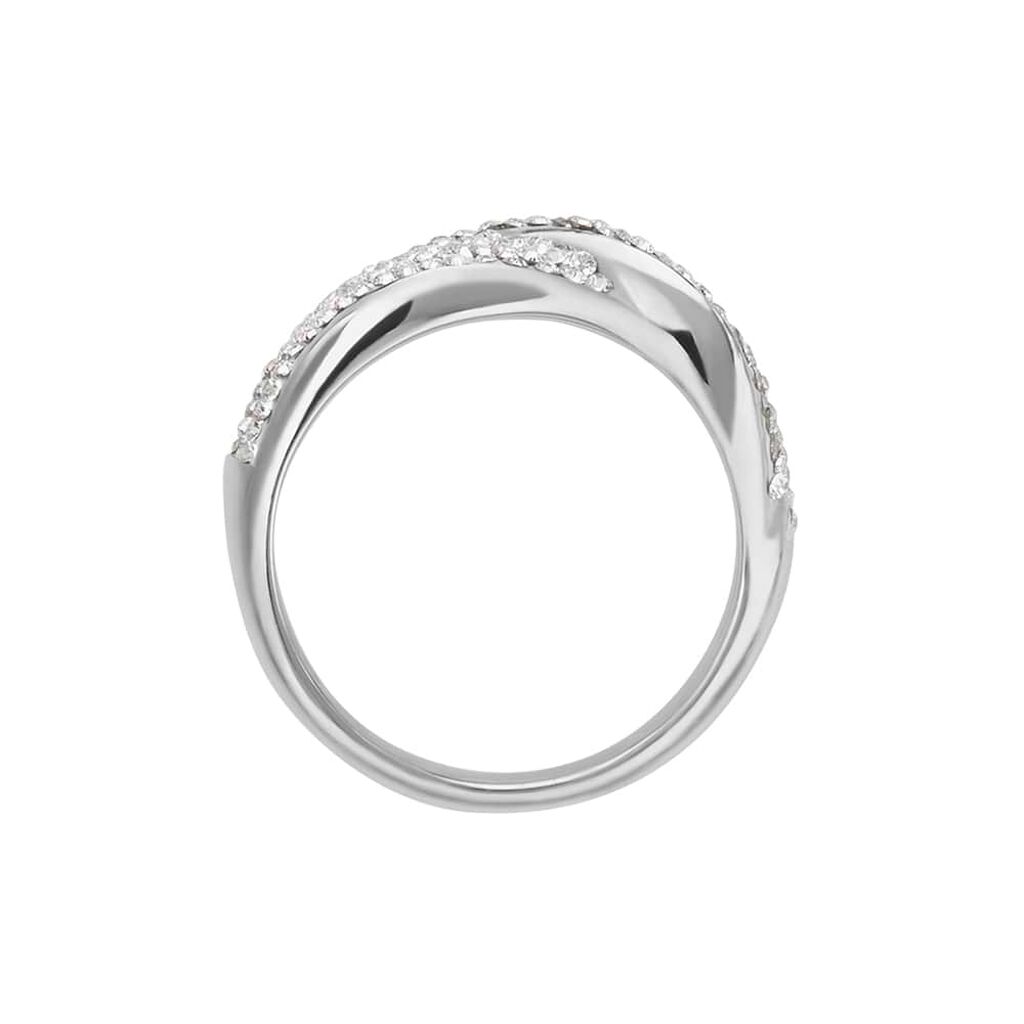 Anello Fascia Christelle Oro Bianco Cristallo - Anelli a Fascia Larga Donna | Stroili