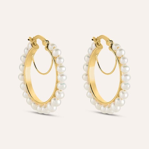 Orecchini A Cerchio Gabrielle Oro Giallo Perla D'Acqua Dolce - Orecchini a Cerchio Donna | Stroili