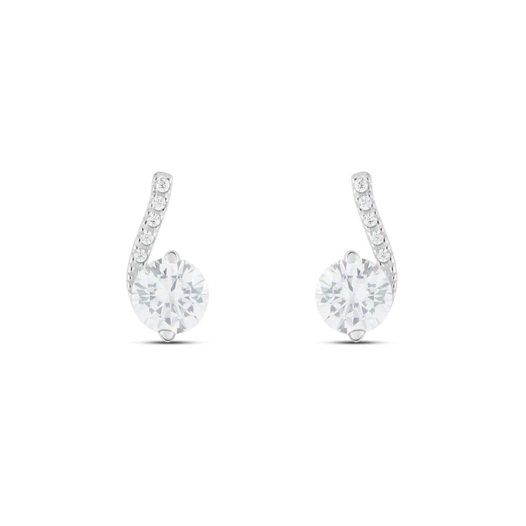 Orecchini Lobo Claire Oro Bianco Cubic Zirconia - Orecchini a Lobo Donna | Stroili