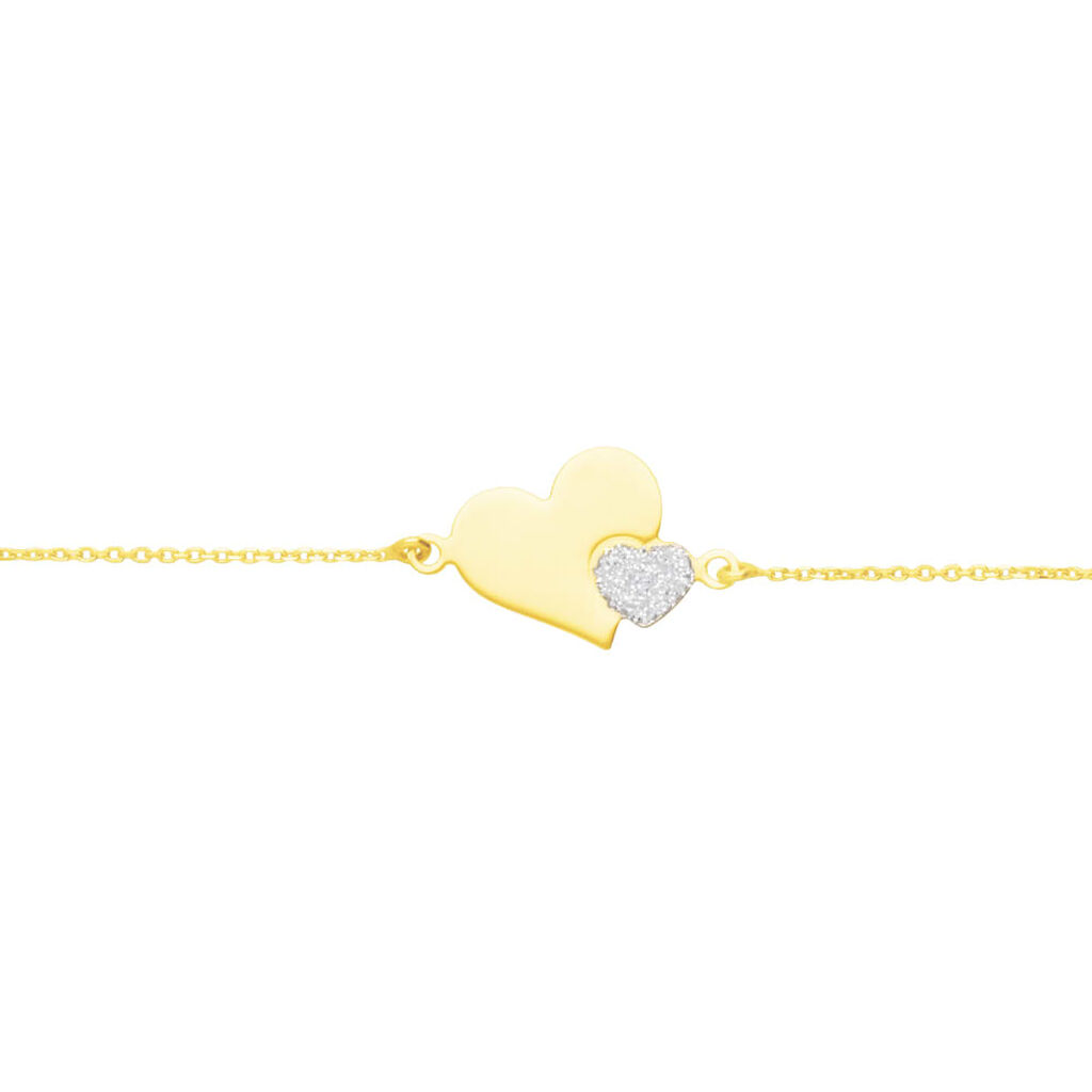 Bracciale in oro giallo e glitter con simbolo cuore