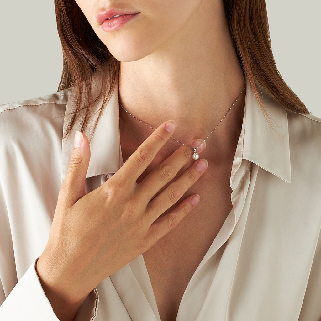 Collana Gabrielle Oro Bianco Perla Akoya - Collane Donna | Stroili
