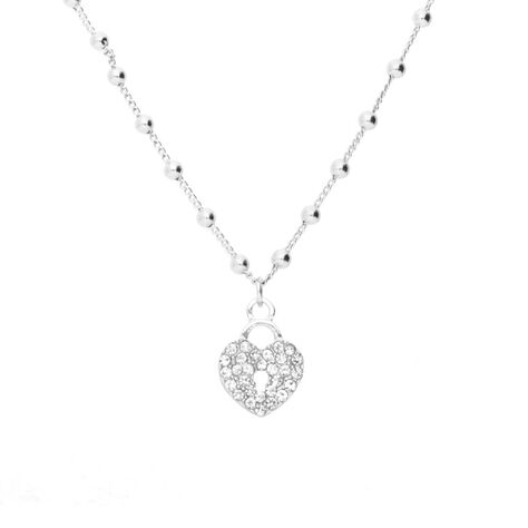 Collana in ottone rodiato con lucchetto a cuore e strass - Collane Donna | Stroili