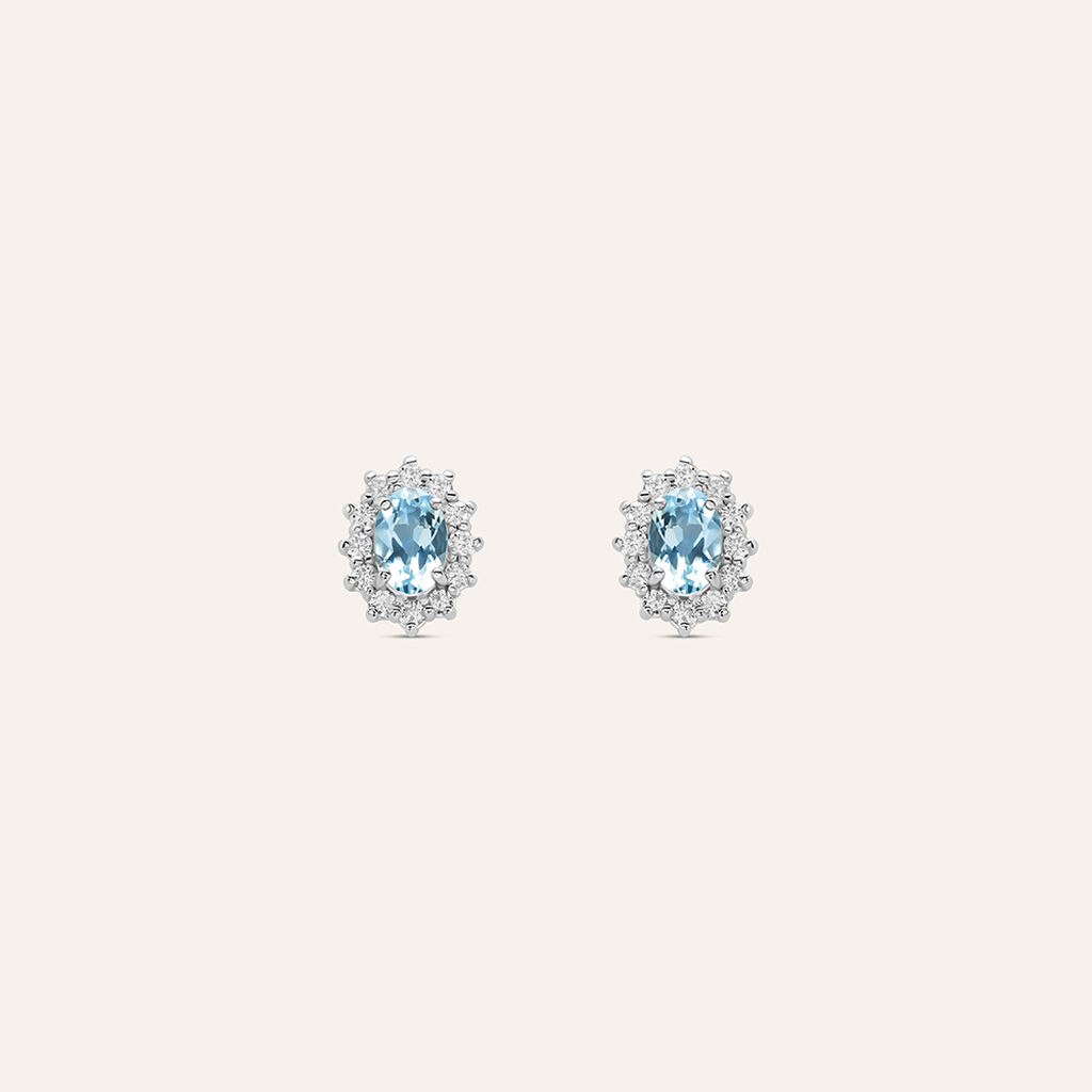 Orecchini Lobo Acquamarina Oro Bianco Acquamarina Diamante - Orecchini a Lobo Donna | Stroili