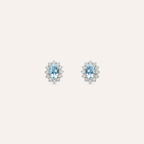 Orecchini Lobo Acquamarina Oro Bianco Acquamarina Diamante - Orecchini a Lobo Donna | Stroili