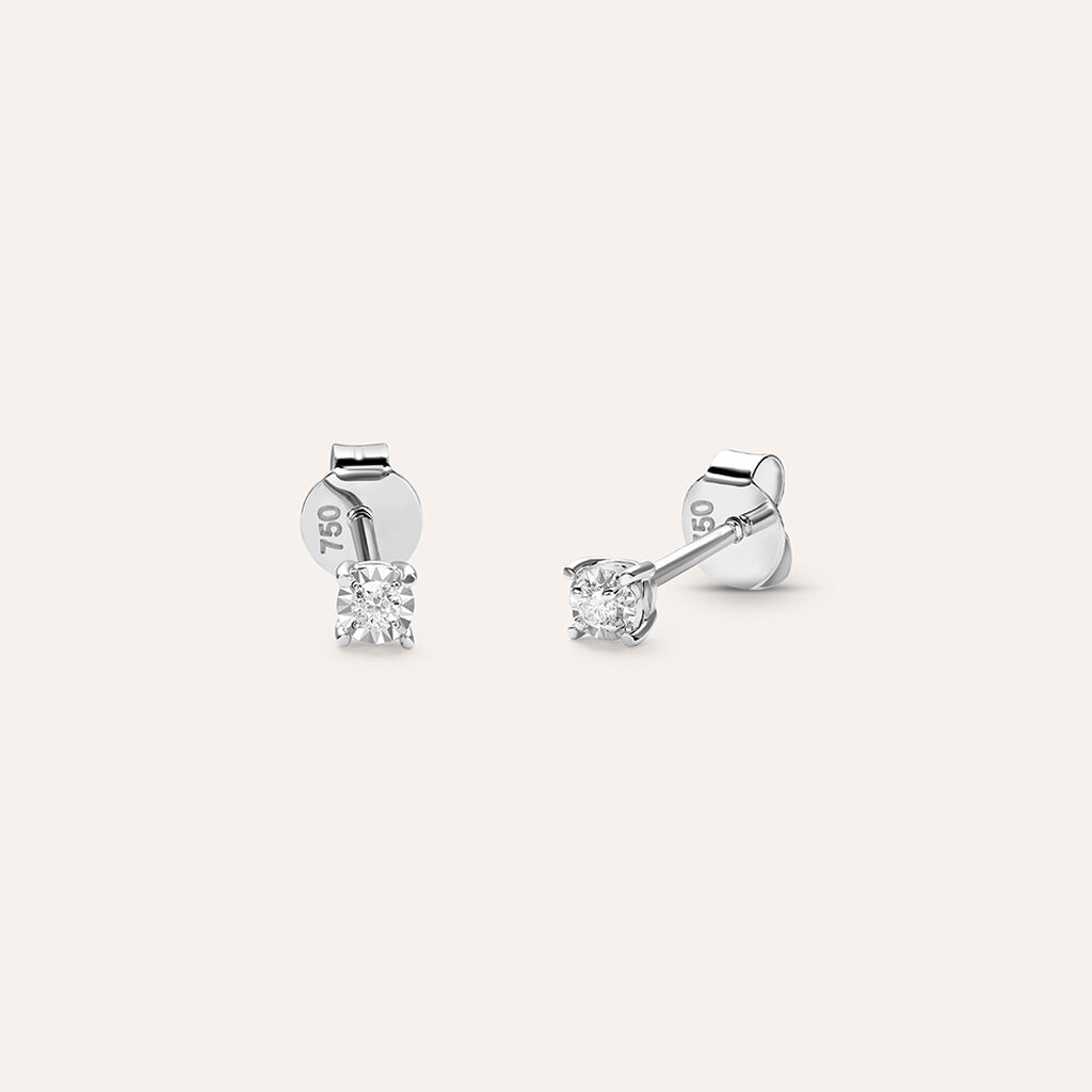 Orecchini Lobo Punto Luce Diamotion Oro Bianco Diamante