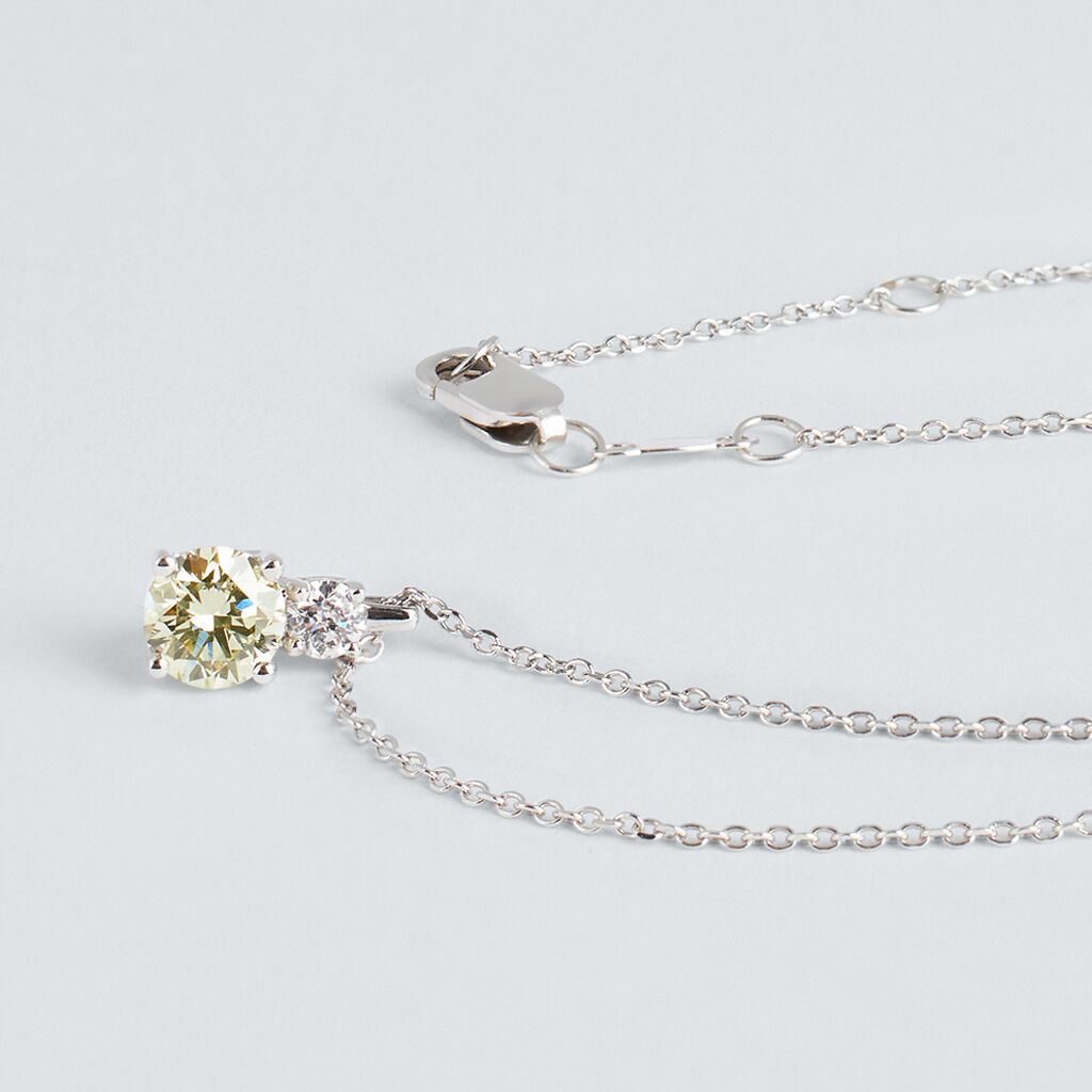 Collana Doppio Punto Luce Diamade Oro Bianco Diamante Lab-Grown