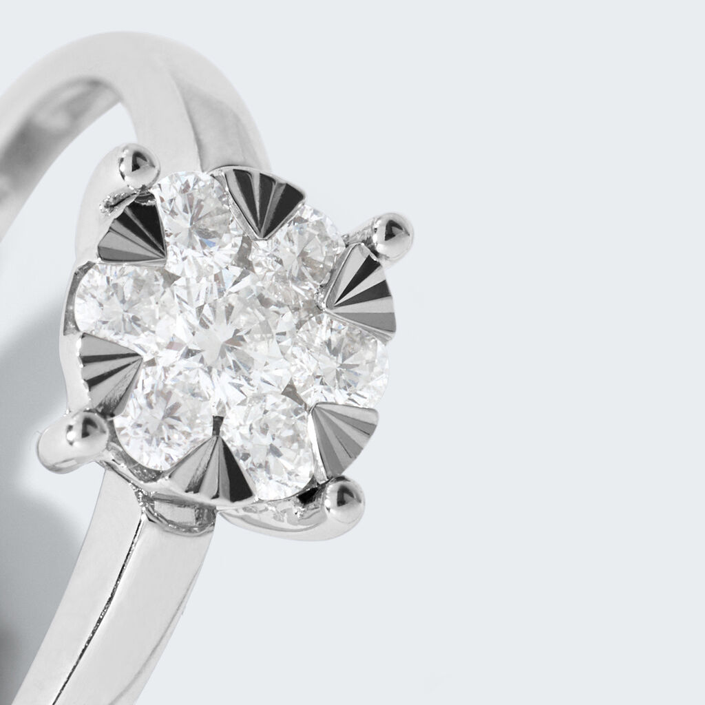 Anello Solitario Petali Oro Bianco Diamante - Anelli con Pietre Donna | Stroili