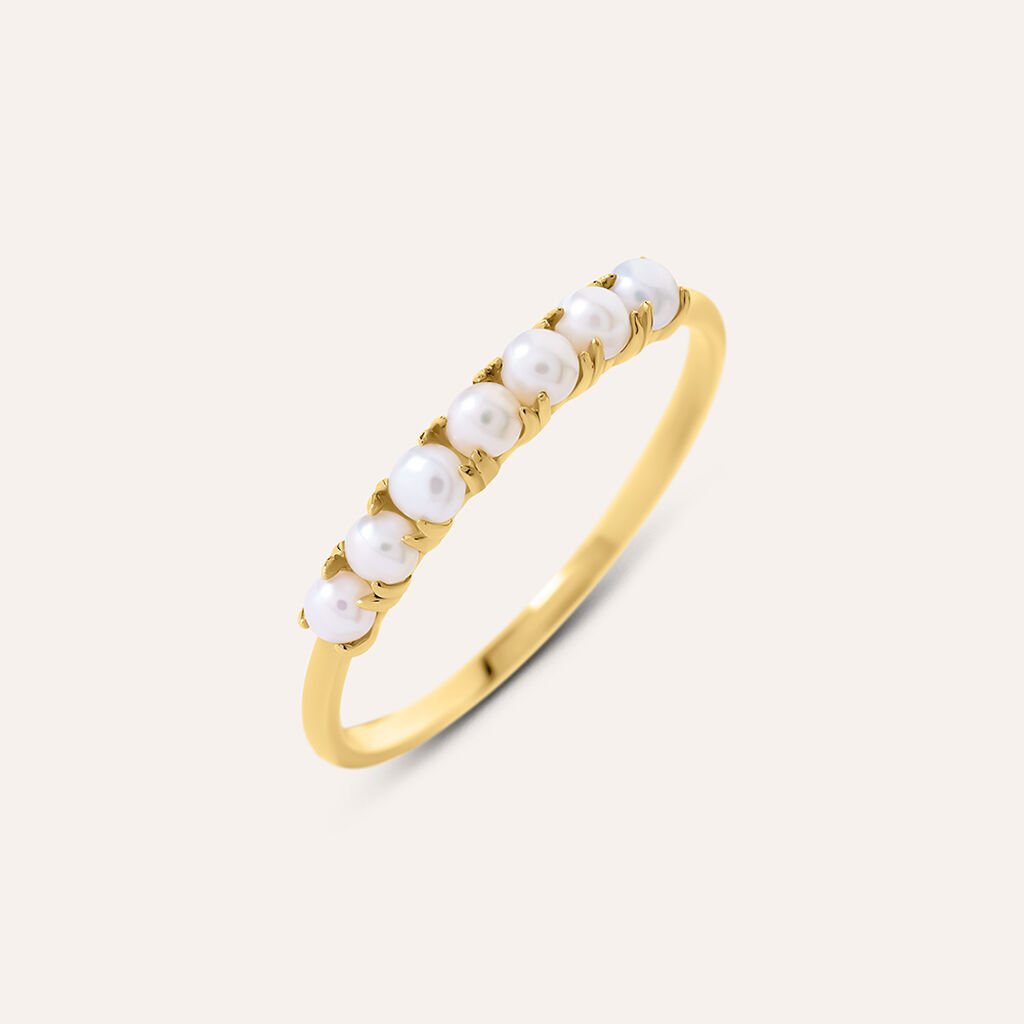 Anello Riviere Gabrielle Oro Giallo Perla D'Acqua Dolce