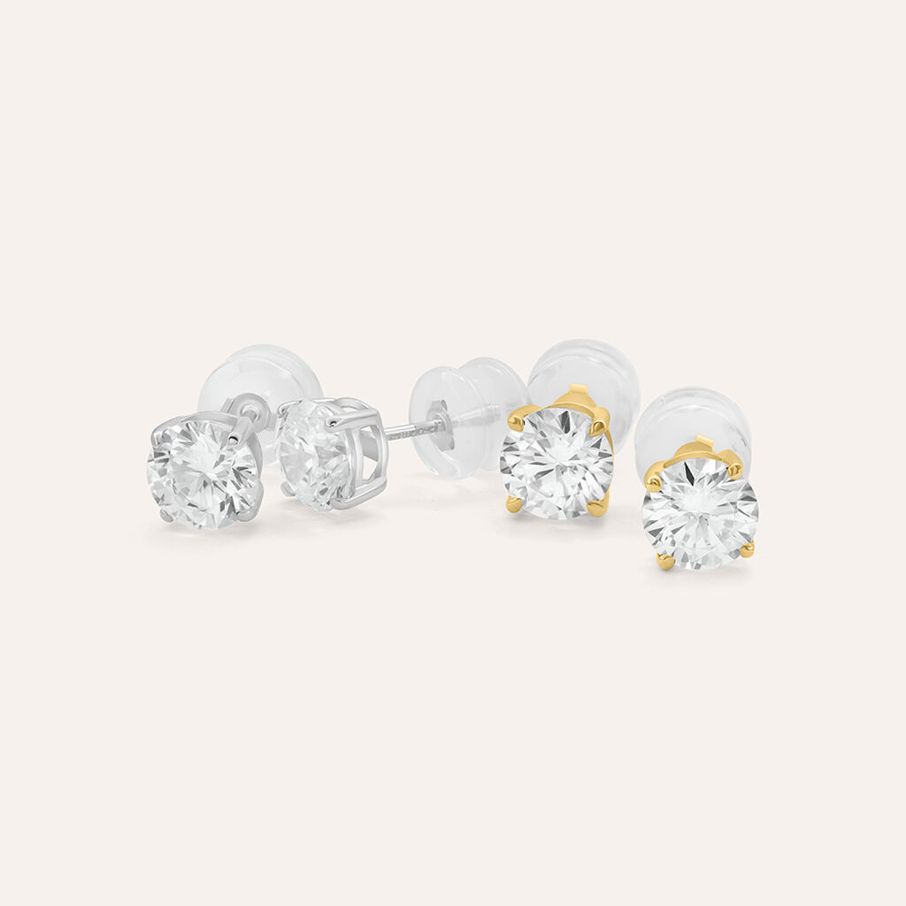 Orecchini Lobo Punto Luce Claire Oro Giallo Cubic Zirconia
