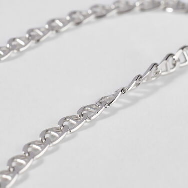 Catenina in argento rodiato con perla contornata di strass Collane