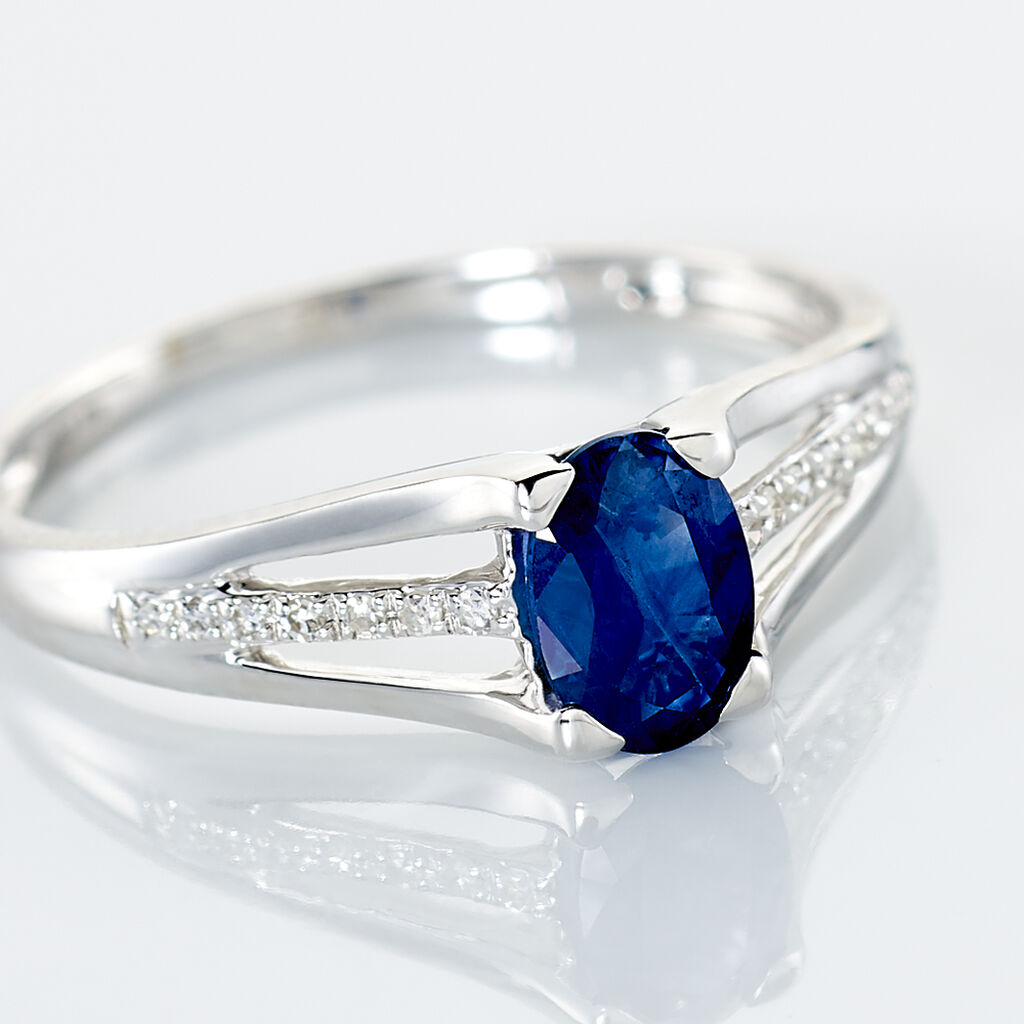 Anello Charlotte Oro Bianco Zaffiro Diamante - Anelli con Pietre Donna | Stroili