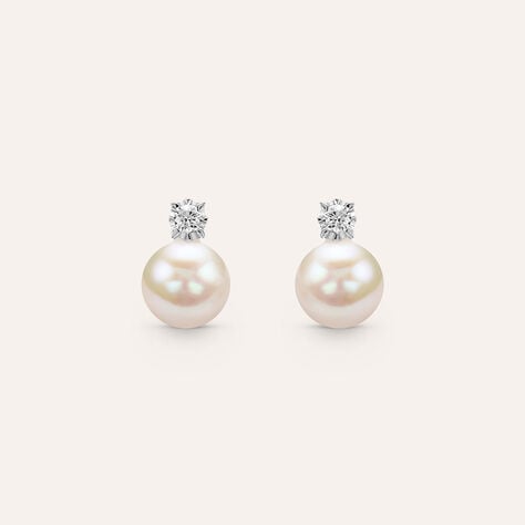 Orecchini Lobo Gold Pearls Oro Bianco Perla D'Acqua Dolce Diamante - Orecchini a Lobo Donna | Stroili