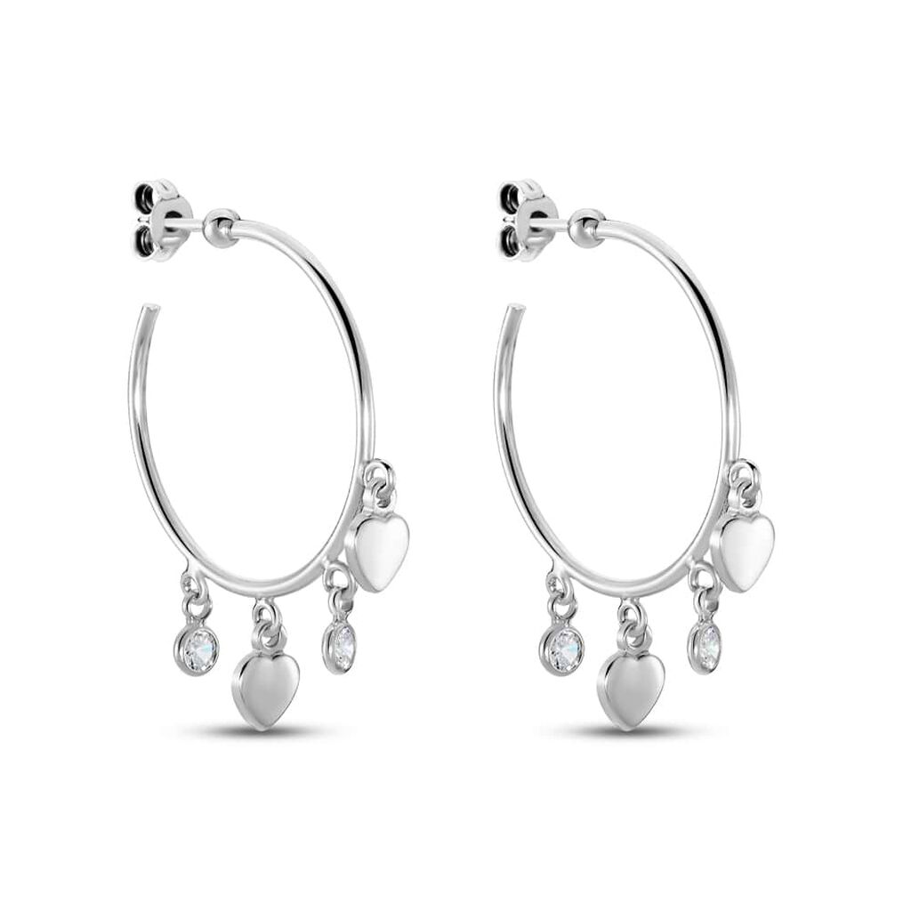 Orecchini A Cerchio Silver Collection Argento Rodiato Cubic Zirconia