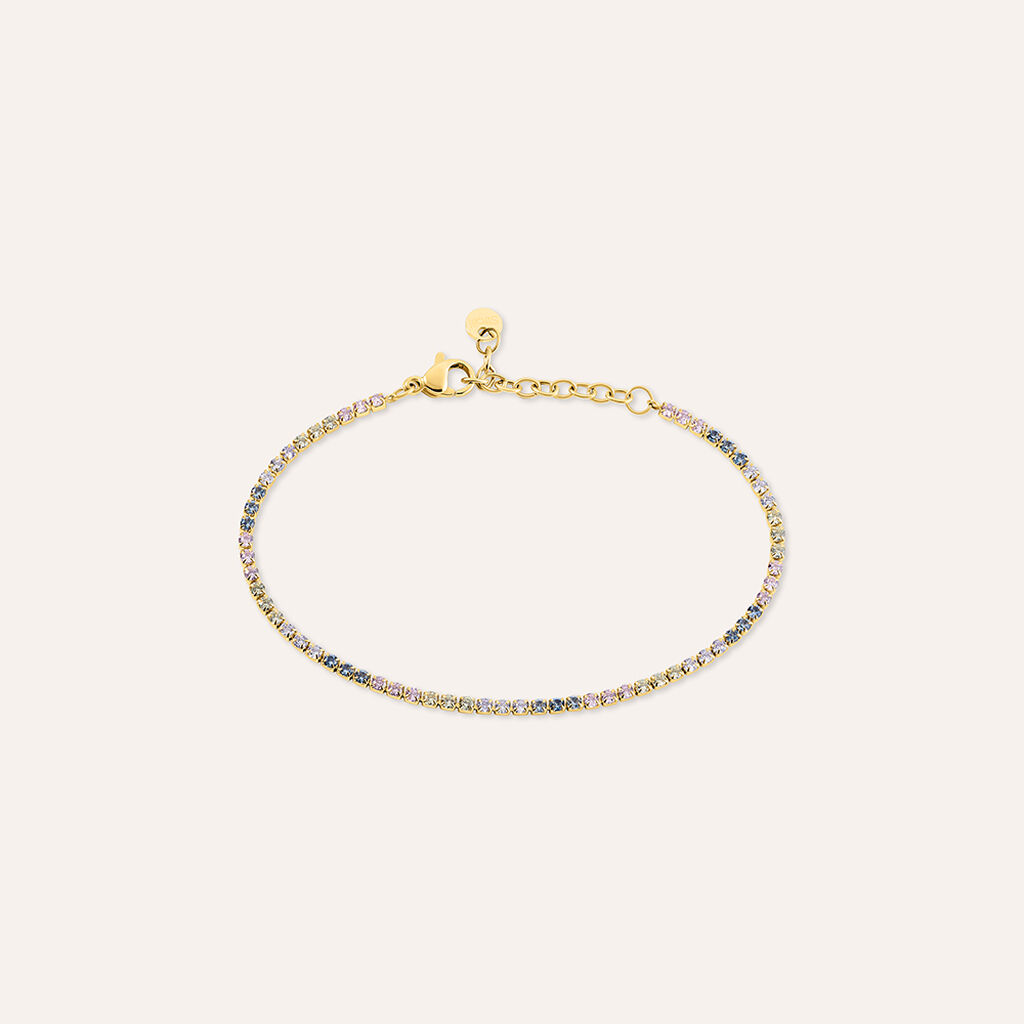 Bracciale Tennis Aura Acciaio Dorato Cubic Zirconia