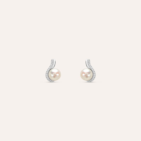 Orecchini Lobo Silver Pearls Argento Rodiato Cubic Zirconia Perla sintentica - Orecchini a Lobo Donna | Stroili