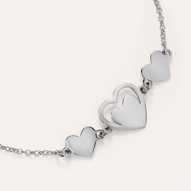 Collana Tuscany Silver In Argento 925 Con Doppio Cuore, Placcato Oro Bianco E Rosa - Regolabile (46–48,25 Cm) - 3