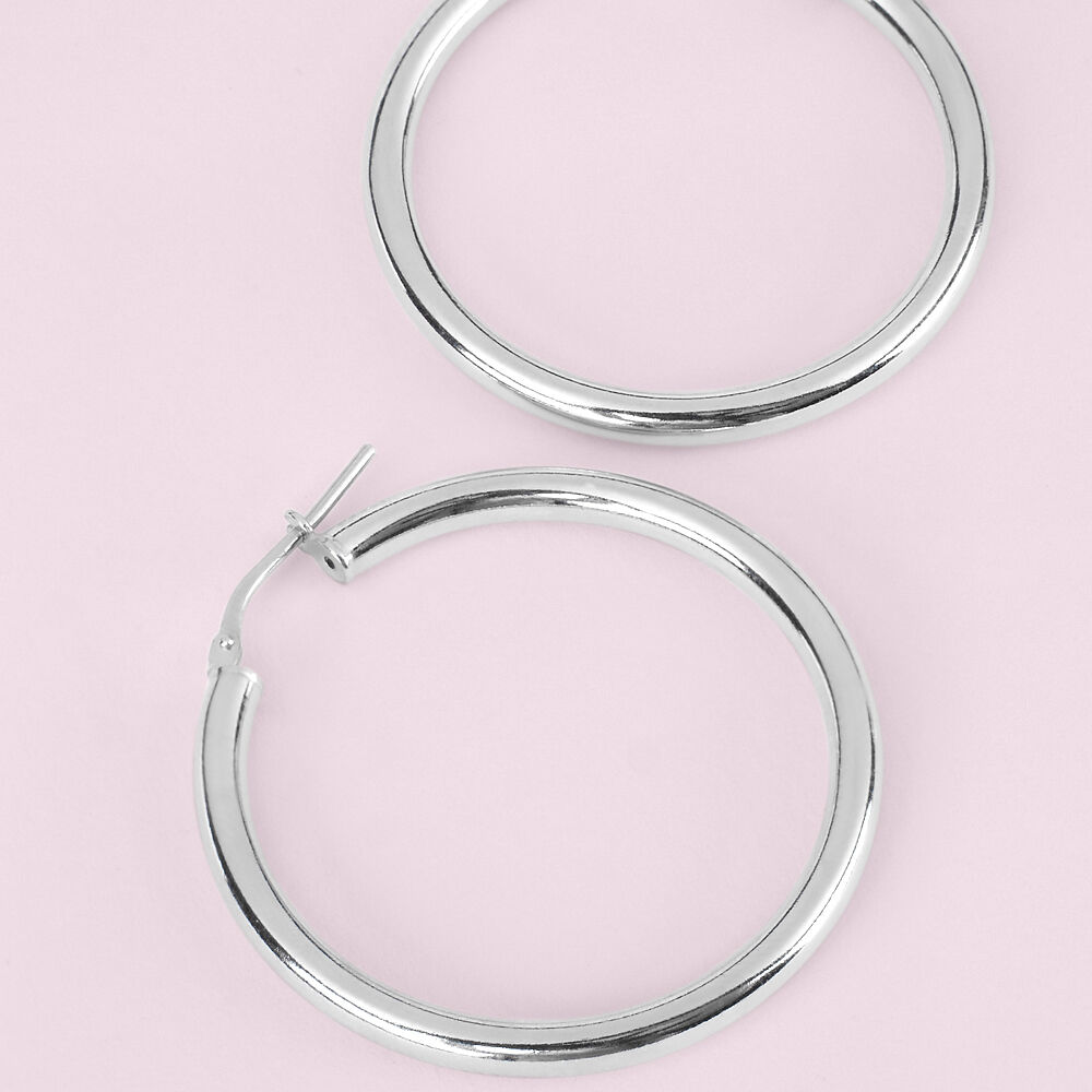 Orecchini A Cerchio Ondulati In Argento Rodiato 925 | Linea Italia