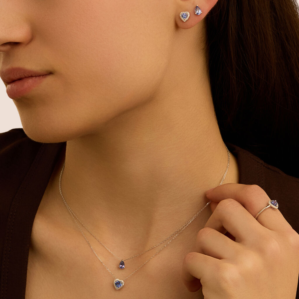 Anello Solitario Jasmine Oro Bianco Tanzanite Diamante