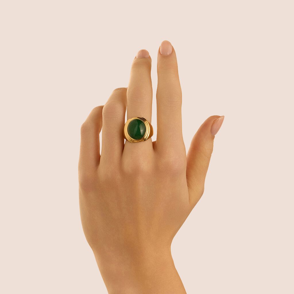 Anello Fascia Radiance Acciaio Dorato Avventurina