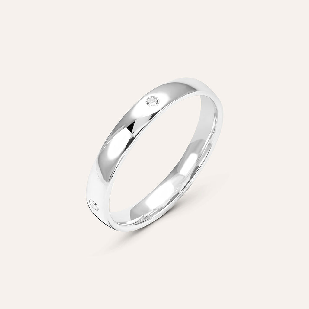 Fede Comoda 3.1 mm Oro Bianco Diamante - Fedi Unisex | Stroili
