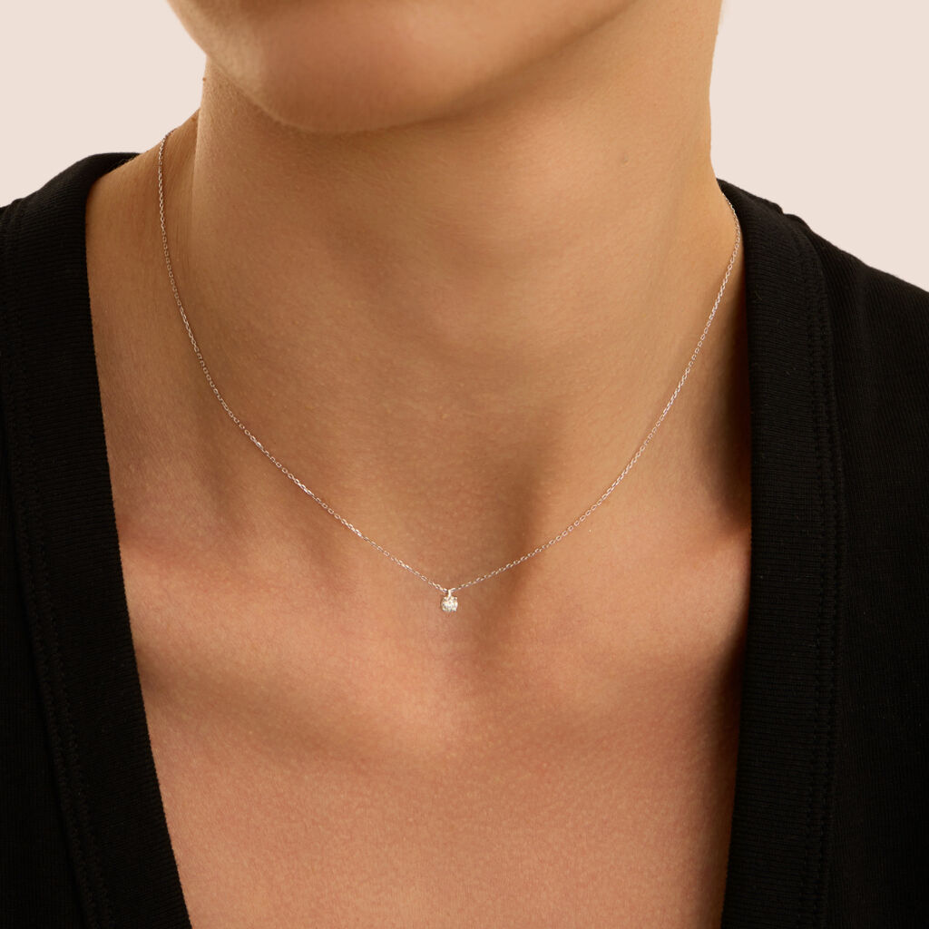 Collana Punto Luce Grace Oro Bianco Diamante