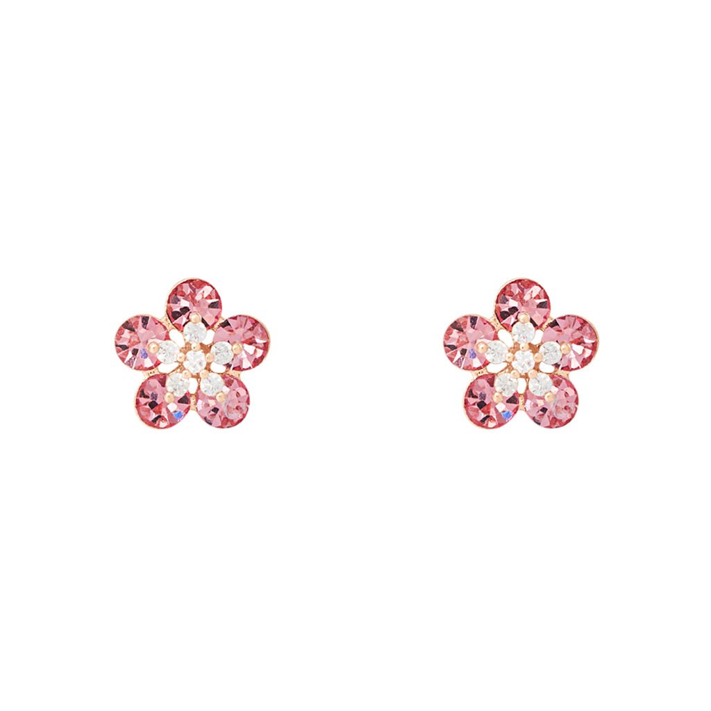 Orecchini Lobo Romantic Shine Ottone Rosa Cristallo - Orecchini a Lobo Donna | Stroili