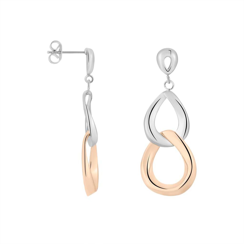 Orecchini Pendenti Lady Code Acciaio Bicolore Bianco / Rosa - Orecchini Pendenti Donna | Stroili