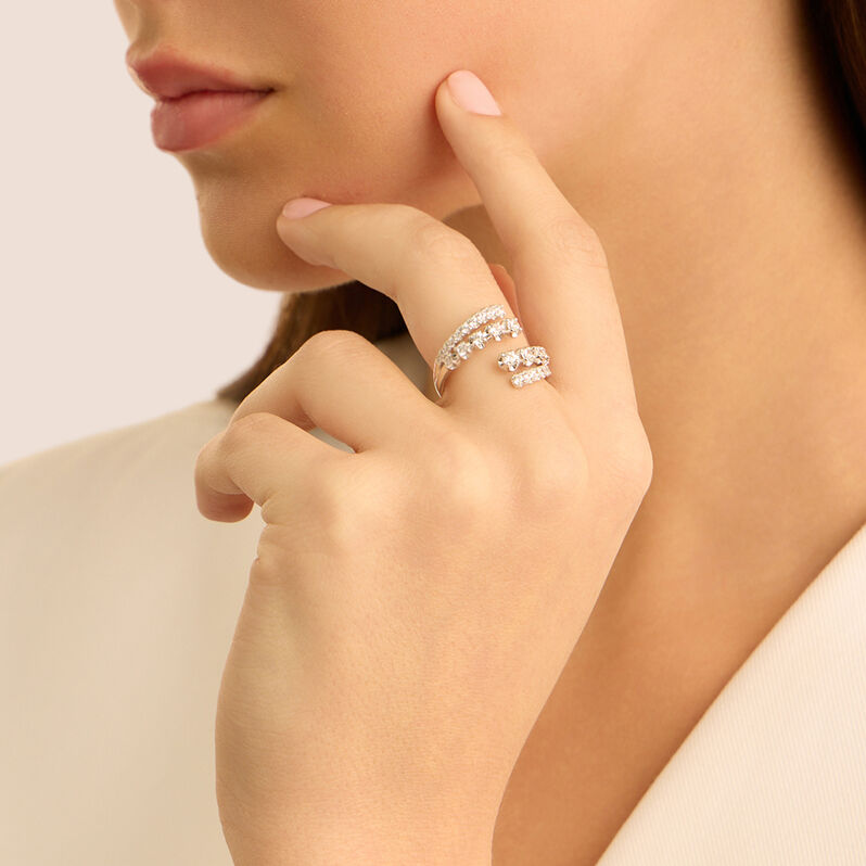 Anello Contrarie Claire Oro Bianco Cubic Zirconia - Anelli Donna | Stroili