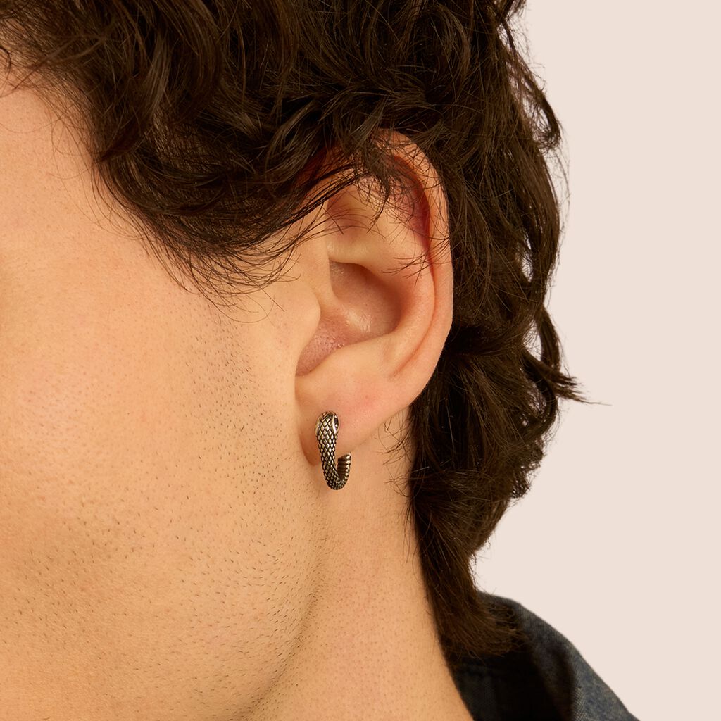 Mono Orecchino A Cerchio Man Code Acciaio Cubic Zirconia